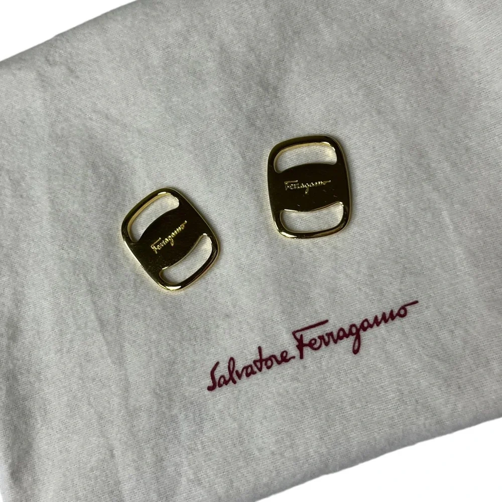 Authentic SALVATORE FERRAGAMO Logo Accessory Scarf Ring SET OF TWO with Dust Bag - Picture 5 of 16